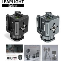 LEAPLIGHT Triple Hot Shoe Mounts 3/8'' to 1/4'' Aluminum Cold Shoe Adapter Extension Bracket for DSLR Camera Monitor Mic Light
