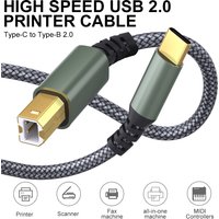 USB Type C to UsB B Printer Cable Gray Braided Printer Scanner Cord For Canon Epson HP Samsung USB Printer Cable