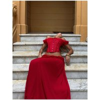 Women's Elegant Lace Corset Off Shoulder Top Flowy Maxi Skirt Two Piece Set Female Summer Casual Bohemian Vacation Party Outfit