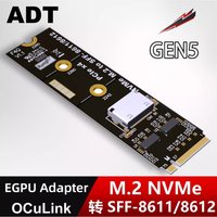 F4Q PCI-E 5.0 X4 External Graphics Cards eGPU M.2 Nvme To OCuLink SFF-8612 8611 Female Card Adapter w ReDriver Chip Gen5 Gen4 x4