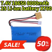 7.4V 18650 8000mAh 2S Li-ion battery XT60 for Henglong 3818 3819 3838 3878 3888 3898 3909 3918 3938 3939 1/16 RC tank toys parts