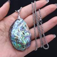 40x60mm Double-sided Abalone Shell Pendant Necklace Natural Mother of Pearl Shell Fashion Style Charm Necklace for Women Jewelry