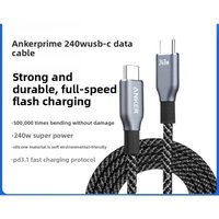Anker Prime USB C To USB C Cable, 240W 6 Ft Fast Charging USB C Cable Upcycled-Braided Nylon with 100-Year Bend Durability