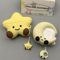 Cute Cartoon Moon Star Protective Case for Airpods Pro 2 Headphone Cover for Apple AirPods 4 (2024)3 2 1 Earphone Accessories