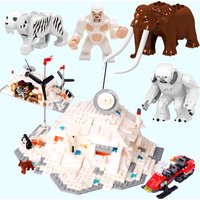 MOC Creative Monitor Station Laboratory Building Blocks Kit Polar Bear Mammoth Snow Monsters Figures Accessories Bricks Toys