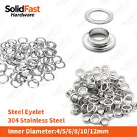 Silver 304 Stainless Grommet Eyelets Inner Dia4-12mm With Washers DIY Leatherwork Garment Shoe Bag Canvas Repair Fasteners