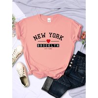 New York Brooklyn City Vibes Letter Print T Shirt Women Breathable Casual Tshirt Street Hip Hop Crop Top Summer Fashion Clothes