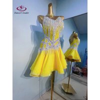 Latin Dance Practice Stage Women's Wear High end Customized Super Flash Fashion Show Flower Dress Samba Diamond Dress