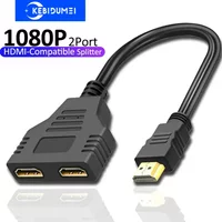 1 in 2 out HDMI Splitter 1080P HDMI Adapter HDMI Male To 2 HDMI Female Head Adapter HD Male To Female Cable for PC Laptop TV Box