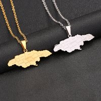 Jamaica Map With City Pendant Necklace Stainless Steel For Women Men Gold Silver Color Charm Fashion Jamaicano Jewelry Gifts