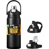 800ml/1000ml/1500ml Large Capacity Sports Thermos Bottle Outdoor Portable Water Bottle Stainless Steel Vacuum Insulated Straw
