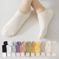 10 Pairs Women's Boat Sock Thin No Show Socks Non-Slip Solid Socks Slippers Simple Breathable Comfortable Casual Ankle Sox