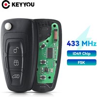 EllYYOU avec batterie pour Ford ATIC 2016 2017 2018 2019 2020 433/434MHz FSK PCF7945P ID49 puce GK2T-15K601-AA clé de voiture à distance