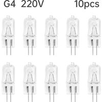 10pcs G4 Bulb 220V Halogen Light Bulbs 2-Pin Base Dimmable Bulbs Long Life Halogen Bulbs for Cabinet Light / Chandeliers