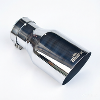 Bull-X Chrome Polished Exhaust Pipe Tip Universal Fit Angled Cut 304 Stainless Steel for Automotive Accessories