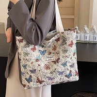 Canvas Student Tote Bag Women Shoulder Bag Commuter Mommy Bag Fashion Casual School Bag Going Out Handbag