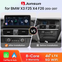 Junsun 8,8'' Kabelloses Carplay Android Auto Autoradio für BMW X3 F25 X4 F26 2010-2017 Bluetooth GPS-Navigation Multimedia-Player Touchscreen