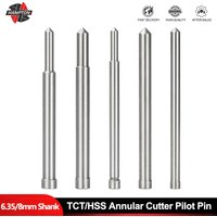 HAMPTON TCT/HSS Annular Cutter Pilot Pin 6.35mm 8mm Shank 77/90/102/127/160mm Long Pilot Pin Steel Plate Drill Accessories