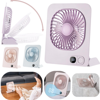 Portable Foldable Table Fan With 5 Gear Power Display USB Rechargeable Desk Fan 180° Tilt Ultra Quiet Hang Fan For Office Home