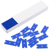 50pcs 100pcs Plastic Razor Blade Scraper Glass Glue Cleaner Remover Double Edge Knife Replacement Blue Car Tinting Tool