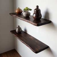 Live Edge Elm Floating Shelves Rustic Solid Wood Wall Shelves, Wall-Mounted for Living Room, Bedroom, Kitchen Storage & Display