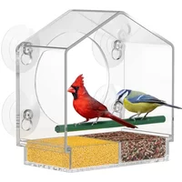Window Type Bird Feeder, Reusable Tray, Waterproof Transparent Squirrel Food Container, Outdoor Suction Cup Installation