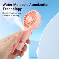 4 Adjust Speeds Misting Handheld Fan USB Rechargeable Mini Water Spray Humidifier Powerful Cooling Wind Light Pocket Portable