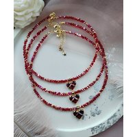 Big CCB Ball Beaded Chain With Heart Beads Pendant Necklace for Women Trendy Ladies Beades Collar on Neck Accessories Gift