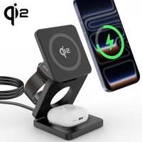 QI2 15W 3 IN 1 Magnetic Wireless Charger Stand For iPhone 17~12 Pro Max Apple Watch Airpods Pro 3 Foldable Fast Charging Station