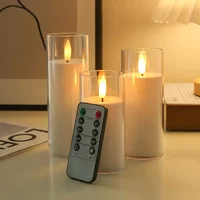Battery Power Led Pillar Candles Flickering Flameless Candles Acrylic Glass Swinging Bullet Head Simulated Luminous Home Decor