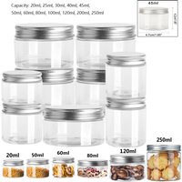 5pcs 20ml-250ml PET Plastic Jar With Aluminum Lids Screw Container Empty Cosmetic Cream Powder Makeup Storage Jar Pot Bottle