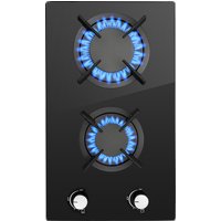 Built-in Black Glass Gas Hob 4 Burner | Wok Burner & Flame Failure Protection | 8000W Dual Fuel (NG/LPG) for UK Kitchen