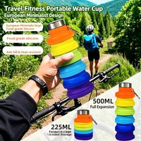 Collapsible & Foldable Cup — Outdoor Sports Water Bottle — Portable Flask with Hook — Ideal for Travel & Cycling