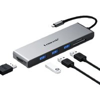 Lemorele 6-in-1 USB C Hub Type C to HDMI 4K 30Hz ,USB A 3.0 5Gbps Docking Station TF SD 480Mb/s For PC Laptop Tablet Computer