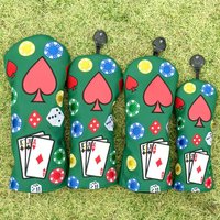 1pc/4pcs Poker Chips Design Golf Club Covers | Protective Head Covers for Driver, Fairway, Hybrids - Funny and Stylish