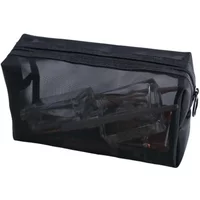 Cosmetic Bag Transparent Washable Foldable Toiletry Bag Breathable Large Capacity Storage Mesh Travel Zipper Makeup Bag For Trip