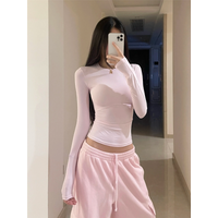 Slimming Effect Low Waist Tight Fit Long Sleeve Base Shirt And T-Shirt Set Casual Style Two-Piece Women's Fashion Ensemble