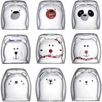 250ml Creative Double Wall Glass Mug Bear Cat Dog Animal Double-layer Glass Mug Cute Beer Milk Coffee Cup Valentine's Day Gift