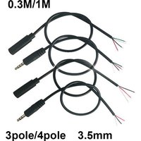 New 3.5mm 3 Pin 4 Pin Core Male Female aux Connector 0.3M 1M Audio Extension Cable Aux Head Line 3.5mm Stereo DIY Audio Wire D6
