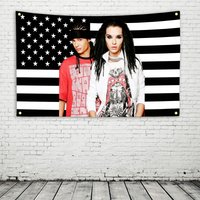Tokio Hotel Black American Flag Bill Kaulitz And Tom Kaulitz Tapestry Funny Flags for Bedrooms Barber Shop Home Decor Items Hang