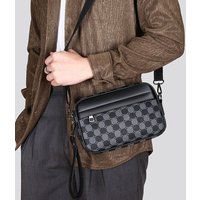 Black Circular Pattern Men's Crossbody Bag Fashion Large Capacity Messenger Bag Shoulder Bag PU Leather Clutch Bag 1 Pack