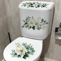 Fresh Flower Toilet Stickers for Bathroom Toilet Lid Backrest Decoration Waterproof Vinyl Decals Botany Washroom Accessories