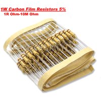 20PCS 1W Carbon Film Resistors 5% 1R-10M 1K 10K 4K7 20K 100K 200K 560K 1M 3M3 Ohm Color Ring Resistance 10R 47R 100R 220R 500R
