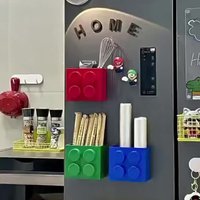 2pcs Colorful Block-Style Refrigerator Side Shelves | Plastic,Countertop Mounting, Magnetic Absorption Box for Building Blocks