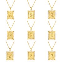 Exquisite Gold Color Initial Name Pendant Necklace for Women Men Stainless Steel Geometric Alphabet Necklace Friendship Jewelry