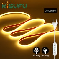 220V 230V Dimmable COB LED Neon Strip Light EU/AU/UK Plug Kit Super Bright 288LED/M Flexible Adhesive Tape Indoor Outdoor Decor