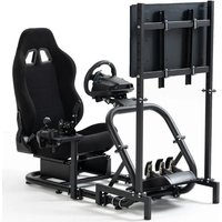 Racing Sim Cockpit with Ergonomic Seat&Monitor Stand Fit