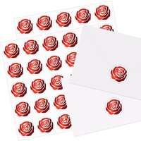 250Pcs Rose Stickers Red Flower Envelope Seal Stickers Self-Adhesive Label Decals for Wedding Invitation Valentine's Day