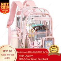 abshoo Large Clear Backpack For Girls Women School Bookbag Heavy Duty Transparent Backpack (Pink)