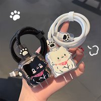 Cute Animal Cat Cable Protector Case Cover For iPhone 20W 18W Charger Head Case Phone Wire Cord Data Organizers With Cord Winder